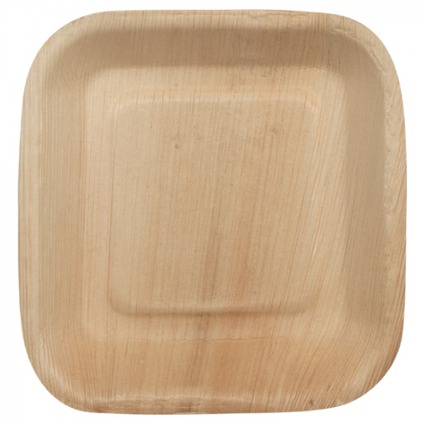 Assiette carrée en palmier 24x24cm jetable