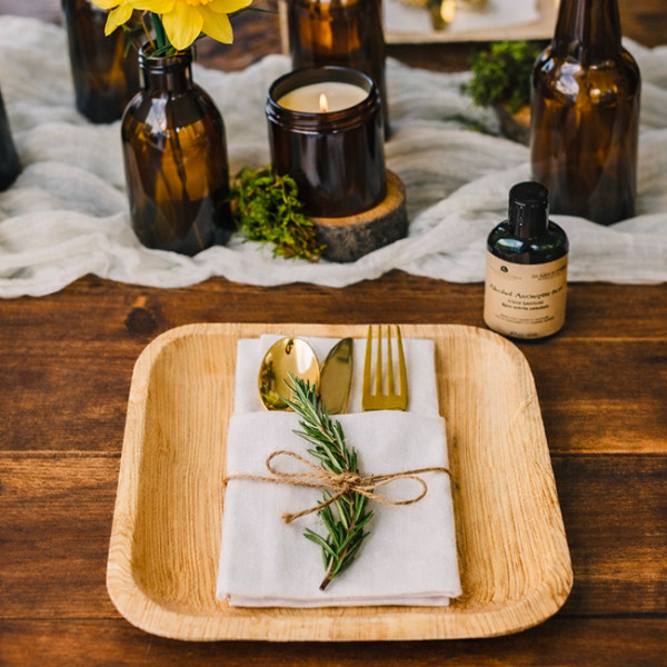 Art de table dressage assiette en palmier style bohème
