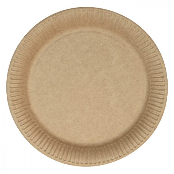 Assiette ronde en carton kraft 23 cm