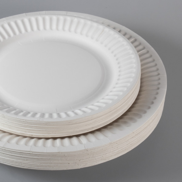 Assiette ronde réutilisable blanche Ø 21 cm.