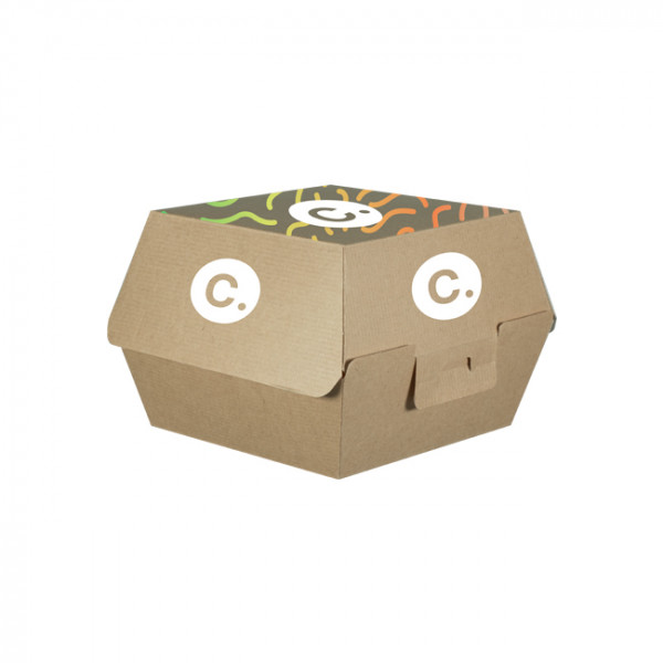 Boîte à hamburger personnalisée en carton - Impression quadrichromie couleurs illimitées