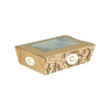Boîte à salade rectangulaire personnalisée en carton avec couvercle à fenêtre 700 mL - Impression jusqu'à 4 couleurs
