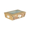 Boîte à salade rectangulaire personnalisée en carton avec couvercle à fenêtre 700 mL - Impression jusqu'à 4 couleurs
