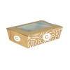 Boîte à salade rectangulaire personnalisée en carton avec couvercle à fenêtre 900 mL - Impression jusqu'à 4 couleurs