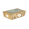 Boîte à salade rectangulaire personnalisée en carton avec couvercle à fenêtre 900 mL - Impression jusqu'à 4 couleurs