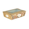 Boîte à salade rectangulaire personnalisée en carton avec couvercle à fenêtre 900 mL - Impression jusqu'à 4 couleurs