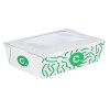 Boîte à salade rectangulaire personnalisée en carton avec couvercle à fenêtre 1200 mL - Impression jusqu'à 4 couleurs