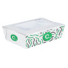 Boîte à salade rectangulaire personnalisée en carton avec couvercle à fenêtre 1200 mL - Impression jusqu'à 4 couleurs