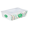 Boîte à salade rectangulaire personnalisée en carton avec couvercle à fenêtre 1200 mL - Impression jusqu'à 4 couleurs
