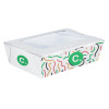 Boîte à salade rectangulaire personnalisée en carton avec couvercle à fenêtre 1200 mL - Impression jusqu'à 4 couleurs