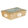 Boîte à salade rectangulaire personnalisée en carton avec couvercle à fenêtre 1200 mL - Impression jusqu'à 4 couleurs