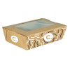 Boîte à salade rectangulaire personnalisée en carton avec couvercle à fenêtre 1200 mL - Impression jusqu'à 4 couleurs