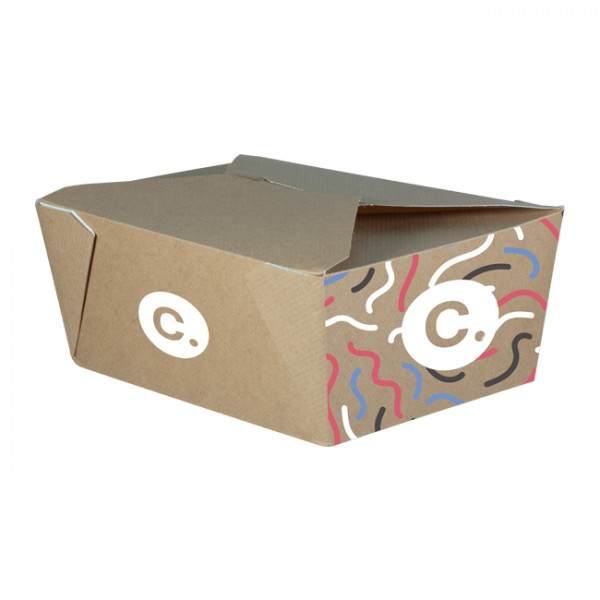 Boîte rectangulaire personnalisée en carton kraft 2880 mL - Impression jusqu'à 4 couleurs