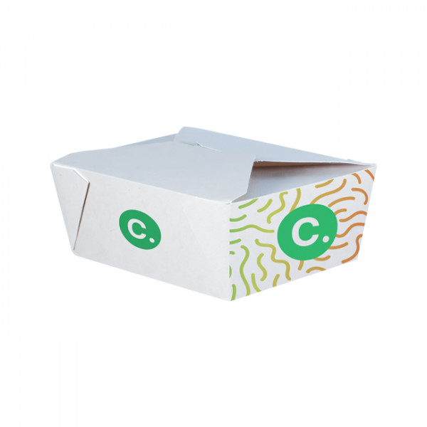 Boîte rectangulaire personnalisée en carton blanc 1350 mL - Impression quadrichromie couleurs illimitées