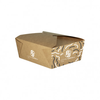 Boîte repas rectangulaire personnalisée en carton 1400 mL - Impression jusqu'à 4 couleurs