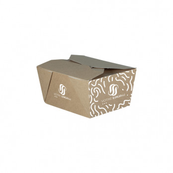 Boîte repas rectangulaire personnalisée en carton kraft 780 mL - Impression jusqu'à 4 couleurs