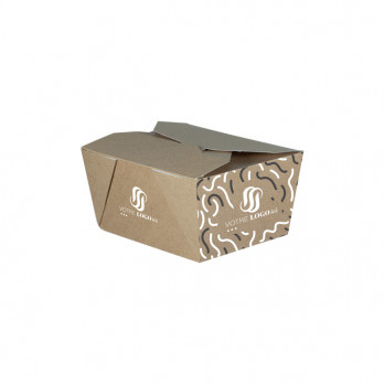 Boîte repas rectangulaire personnalisée en carton kraft 780 mL - Impression jusqu'à 4 couleurs