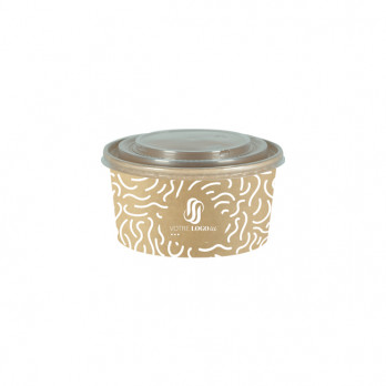 Boîte à salade ronde personnalisée en carton et couvercle 1000 mL - Impression jusqu'à 4 couleurs