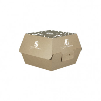 Boîte à burger carrée personnalisée en carton 14,4 x 13,9 x 9,2 cm - Impression jusqu'à 4 couleurs