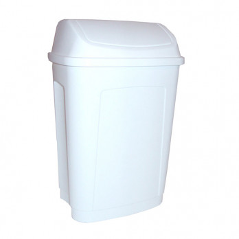 Poubelle à couvercle basculant 50 L - Plastique blanc