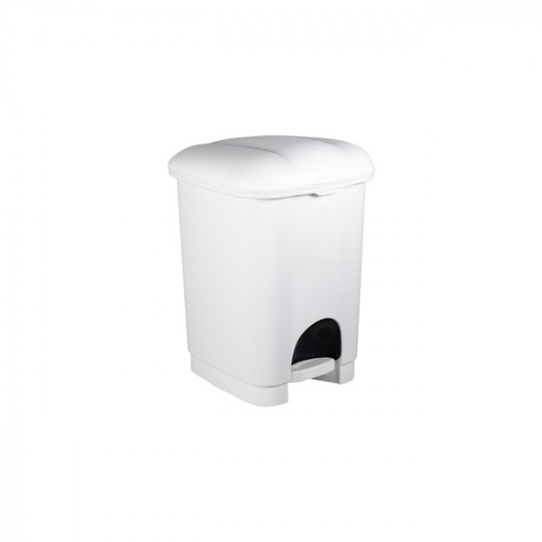 Poubelle à pédale blanche 6L en plastique.