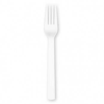 Fourchette réutilisable blanche 18,5 cm
