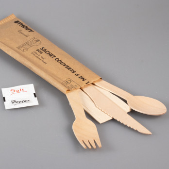 Sachet couverts 6 en 1 en bois
