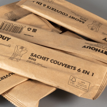 Sachet couverts 6 en 1 en bois