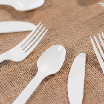 Fourchette réutilisable blanche 18,5 cm