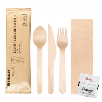 Sachet couverts 6 en 1 en bois