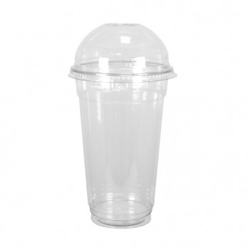 Pot alimentaire en plastique transparent 63 cL + couvercle dôme à trou