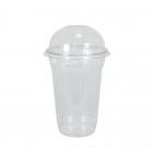 Pot alimentaire en plastique transparent 36 cL + couvercle dôme à trou