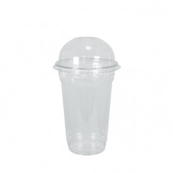 Pot alimentaire en plastique transparent 30 cL + couvercle dôme à trou