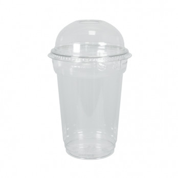 Pot alimentaire en plastique transparent 53 cL + couvercle dôme à trou
