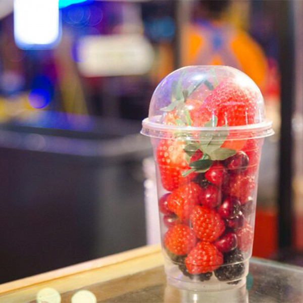 Pot en plastique jetable pour vente à emporter de fruits frais coupés