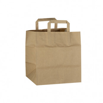 Sac cabas en papier kraft avec poignées plates 26 + 20 x 28 cm