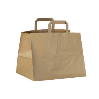 Sac cabas en papier kraft avec poignées plates 32 + 22 x 24 cm