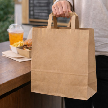 Sacs cabas en papier kraft avec poignées plates