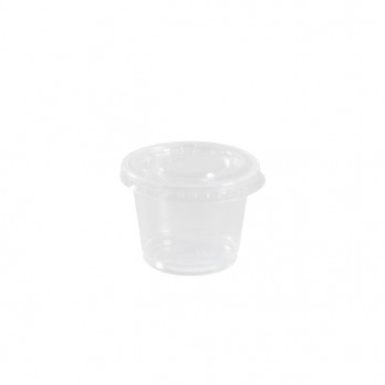 Pot à sauce et couvercle en PET transparent 30 mL