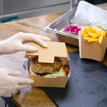 Boîte à burger carrée en carton kraft 13 x 12,5 x 9 cm