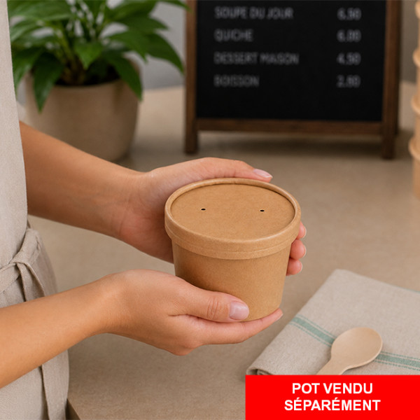 Couvercle pour pot à soupe en carton kraft Thouy emballage alimentaire