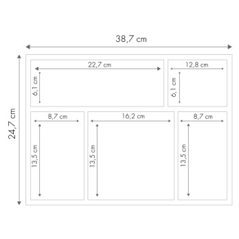 Plateau-repas luxe en plastique noir et blanc 38,7 x 24,7 cm - 5 compartiments