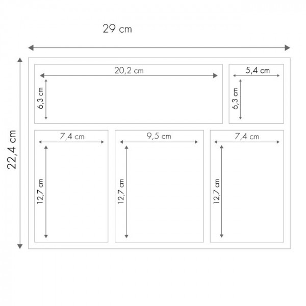 Plateau repas en plastique blanc 29 x 22.4 cm avec couvercle et 5 compartiments - I10011 I10012