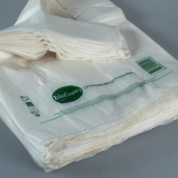 Sacs compostables à bretelles 25 / 6 x 44 cm