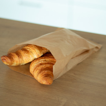 Sachet 3-4 viennoiseries en papier kraft 14 + 6 x 28 cm