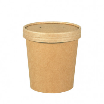Pot à soupe et couvercle en carton kraft 480 mL/16 Oz
