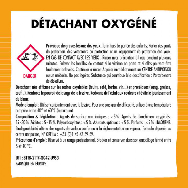 oxy détachant pour taches protéiques, oxydables sur linge blanc