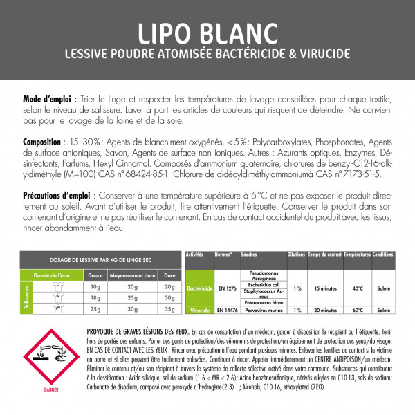 Lessive en poudre concentrée en agents de blanchiment