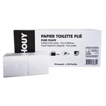 Papier toilette 2 plis - Pure ouate - Paquets de 224 feuilles pliées