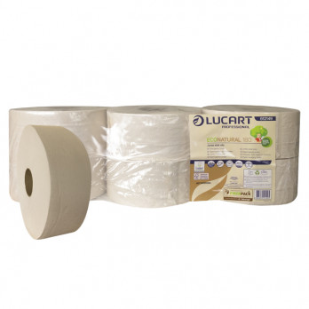 Papier toilette 2 plis - Ouate recyclée havane - Mini jumbo de 180 m